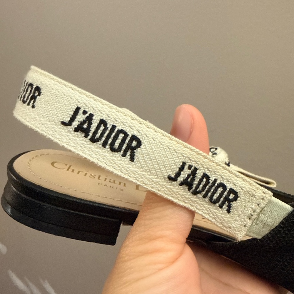 Dior Black and Cream J'Adior Slingback Flats - Picture 10 of 14
